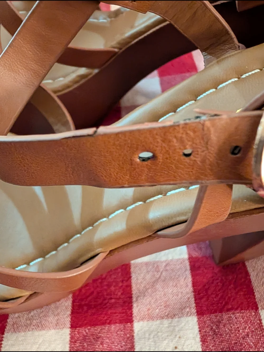 BAMBOO Woodland Tan Chunky Heel Platform Sandals Size 8.5